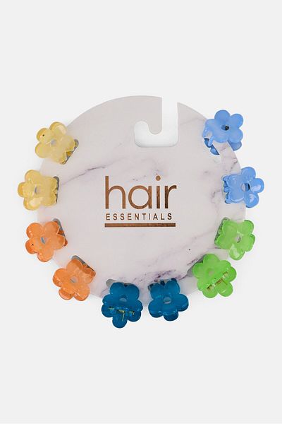 Orly Fashion Accessories Kids Girl 10 Pcs Flower Small Claw Clips, Multicolor