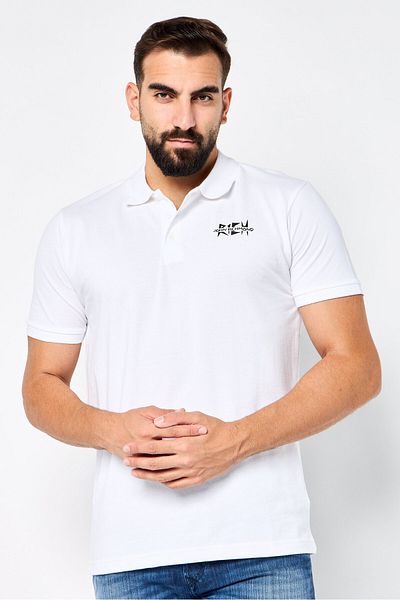 John Richmond Men Regular Fit Brand Logo Short Sleeves Polo Shirt, White