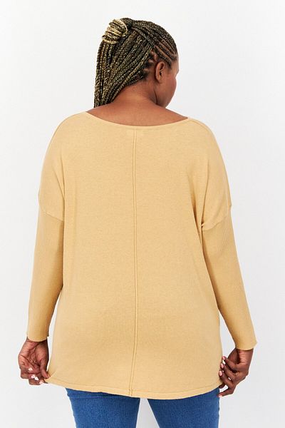 Style & Co Women Plus Size Crew Neck Knitted Sweater, Tan