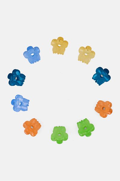 Orly Fashion Accessories Kids Girl 10 Pcs Flower Small Claw Clips, Multicolor