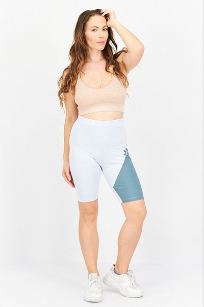 adidas Women Sports Fit Sliced Trefoil Short Tight, Light Blue