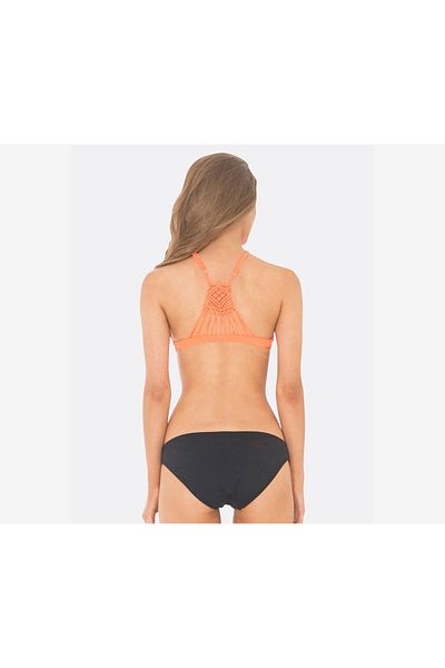 BİLLABONG Women Surfside Neon Macram Bikini Top, Sun Peach