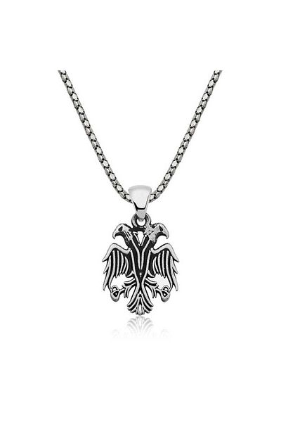 norsary Silver Double Headed Eagle Men's Necklace