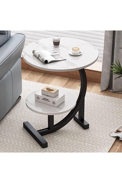 Generic C-Shaped Side Table Round End Table, Modern Style Couch Table Snack Table Coffee Table Tea T