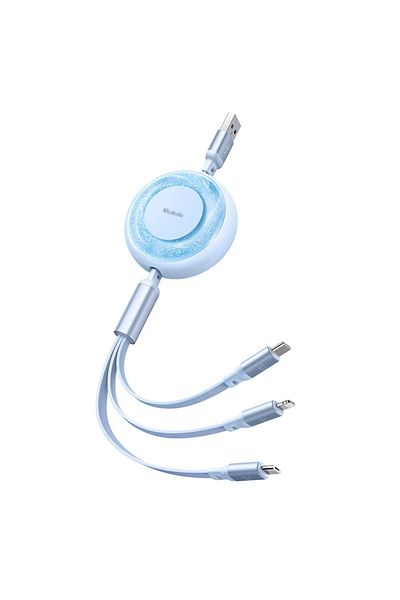 Mcdodo Cablu 3 In 1 Usb La Lightning, Microusb Si Type-c Super Fast Charging, 66w, 1.2m, Albastru