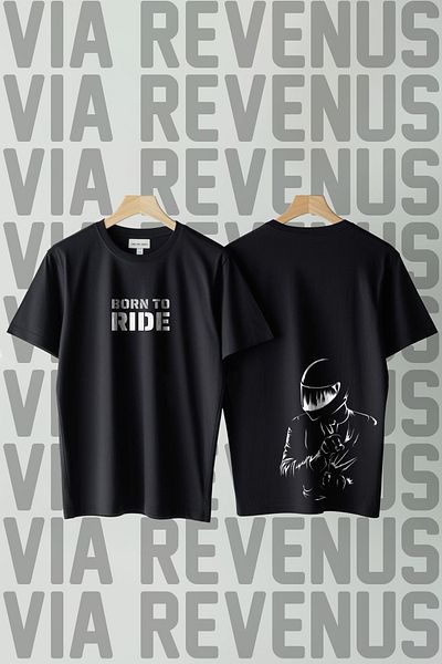 Vordevia Born to Ride / Biker Printed Wide Fit Unisex Crew Neck Tshirt