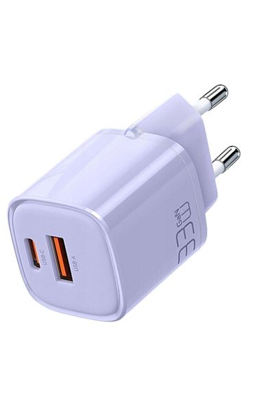 Mcdodo Dual Port USB-A and Type-C Nano Series GaN Fast Charging PD Charger, 33W, Purple