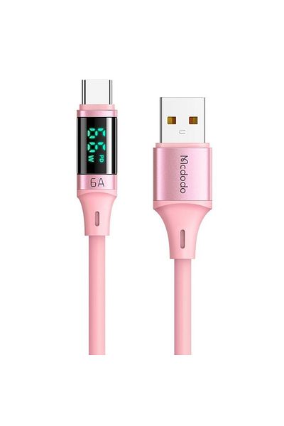 Mcdodo Cablu USB la Type-C Digital Display Silicone Super Fast Charging, 6A, 1.2m, Roz