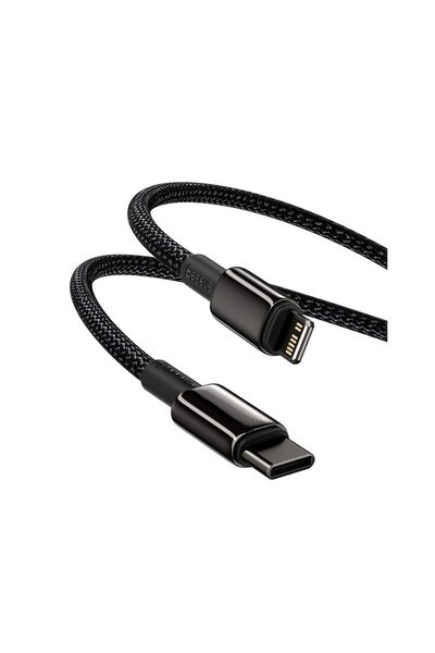 Baseus Καλώδιο γρήγορης φόρτισης Lightning Tungsten Gold PD Type-C 20W Μαύρο (1m, ενσωματωμένο νάιλον)