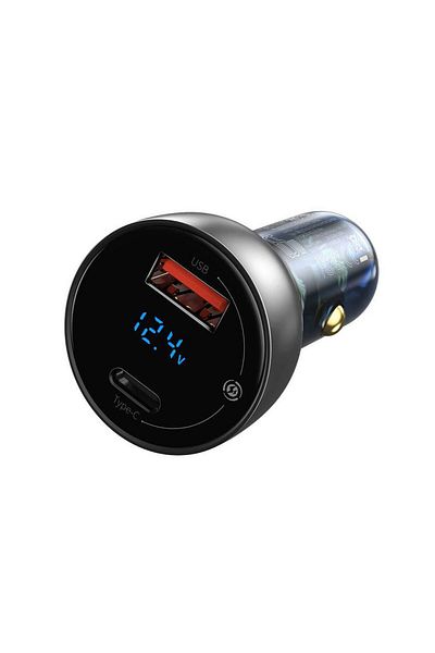 Baseus Incarcator Auto Usb Si Type-c Particular Digital Display Dual Quick Charger (65W) Silver