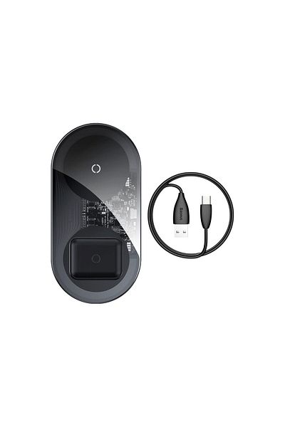 Baseus Simple 2 in 1 Wireless Charger Transparent Black