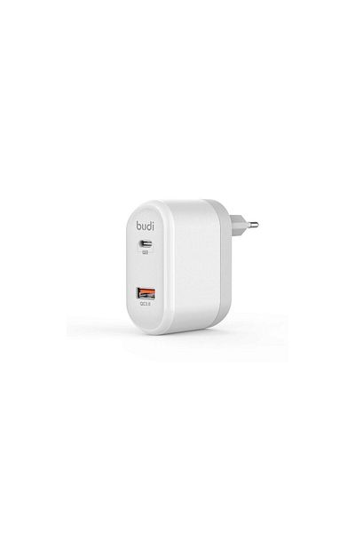 Budi Fast Charge White Wall Charger (18W, QC 3.0, 1XTYPE-C)