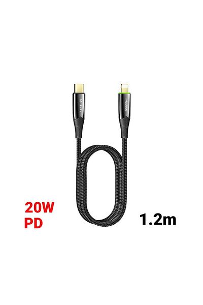 Mcdodo Cablu Type-C la Lightning Shark Series Black (PD, 1.2m, 20W, oprire automata)