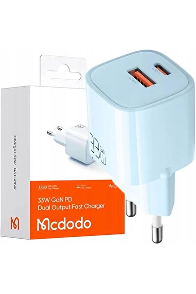Mcdodo Incarcator Retea Dual Port USB-A si Type-C Nano Series GaN Fast Charging PD, 33W, Albastru