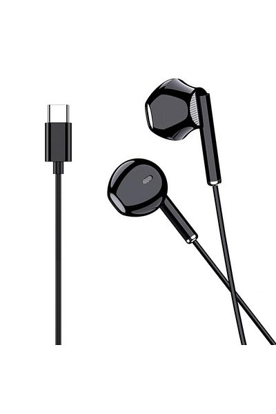 REDz Accessories Type-C Wired Headphones KSC-1295, For iPhone 15/16/17 and Android, 1.2M, Microphone, Black