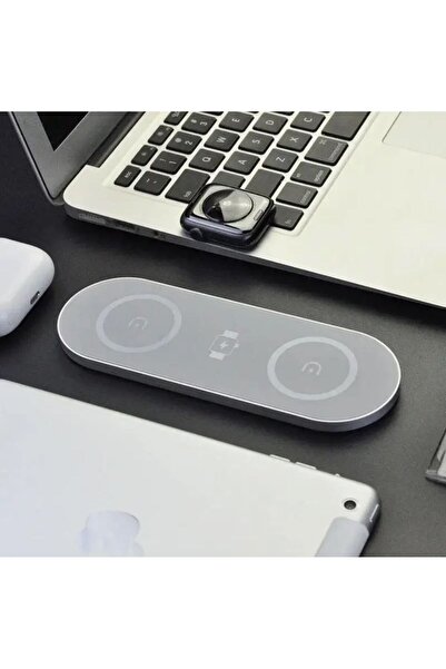 REDz Accessories Ultra-Slim Charger KD-51, 3 Surfaces, 15W Wireless Charging, Type-C Port, Gray