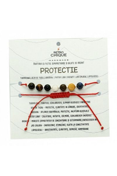 byRetroChique Bracelet for Protection with Semi-Precious Stones and Silver Beads
