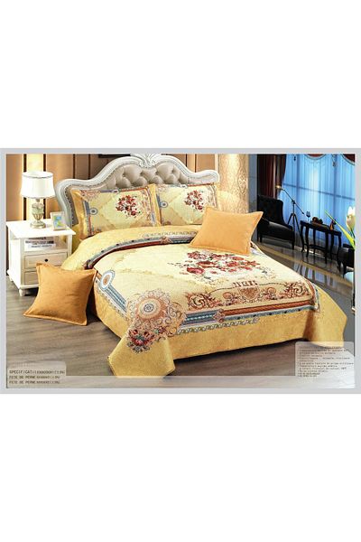 CHIRASO CHIRASO Duvet Cover Set, VELVET, 5 pieces, Duvet Cover 230x250 cm, Flower print, dark yellow