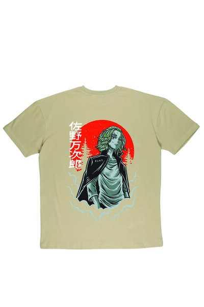 By Caspita Fashion Μπλουζάκι Lenithra Tokyo Revengers Mikey Anime με στάμπα Unisex Oversize μπεζ