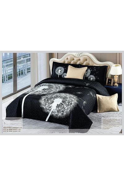 CHIRASO CHIRASO Duvet Cover Set, VELVET, 5 pieces, Duvet Cover 230x250 cm, Dandelion print, black-white