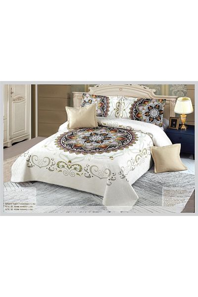 CHIRASO CHIRASO Duvet Cover Set, VELVET, 5 pieces, Duvet Cover 230x250 cm, Abstract print, white-brown