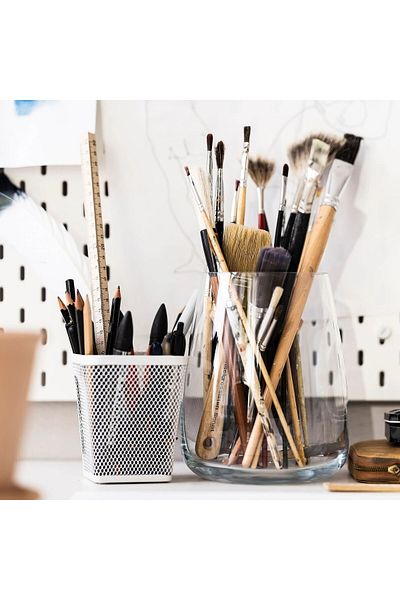 IKEA ΠΟΙΟΤΗΤΑ 2 τεμ. Επιτραπέζια μεταλλική θήκη για στυλό Ikea Σετ 2 θήκη για στυλό γραφείου Σχεδιασμένη θήκη για στυλό Λευκή