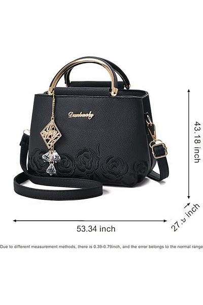 fulina PU Leather Shoulder Bag, 20x12x18cm, With Zipper Compartments and 2 Card Pockets, Black