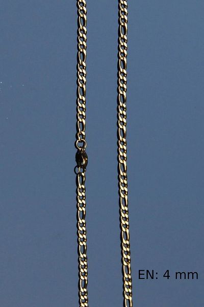 Rua Jewelry Figaro Model Chain Stainless Steel Necklace Gold Color - 4mm 2 Years Warranty