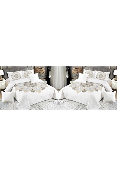 CHIRASO CHIRASO Duvet Cover Set, VELVET, 5 pieces, Duvet Cover 230x250 cm, Abstract print, cream-white