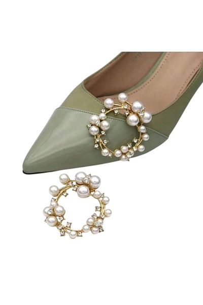 The Casius. Set of 2x Shoe Accessories with Rhinestones and Pearls, Clip Attachment, theCasius.®