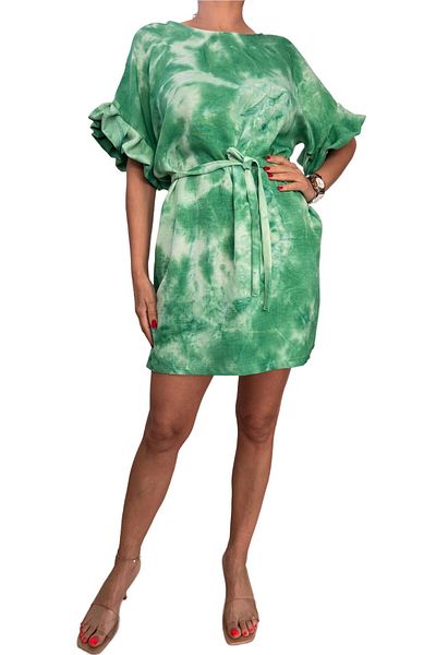 Helen Boutique Short day dress "Dya" gradient viscose with short sleeves and detachable drawstring