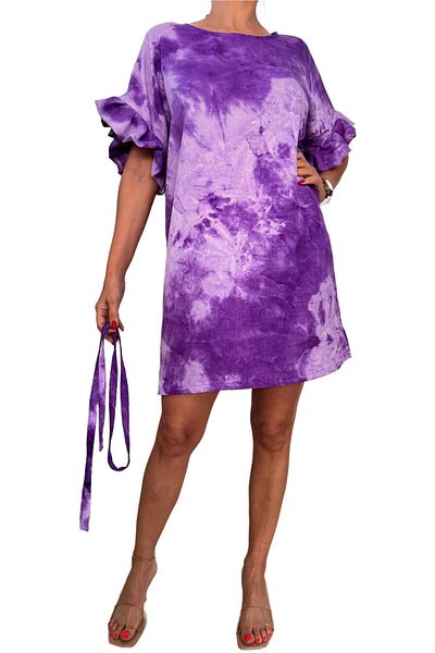 Helen Boutique Short day dress "Dya" gradient viscose with short sleeves and detachable drawstring