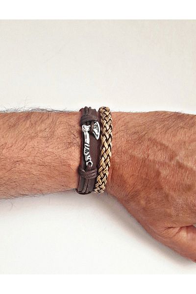 BSN Store Balta Design 2-Pack Fashionable Khaki Leather Bracelet