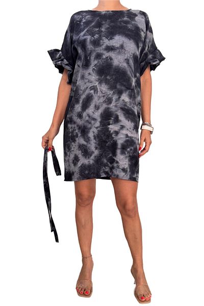 Helen Boutique Short day dress "Dya" gradient viscose with short sleeves and detachable drawstring