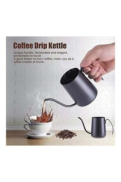 COOYA 500ml hand-made coffee kettle, long beak design, stainless steel, durable, with handle, black