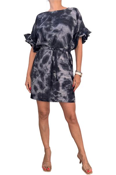 Helen Boutique Short day dress "Dya" gradient viscose with short sleeves and detachable drawstring