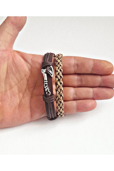 BSN Store Balta Design 2-Pack Fashionable Khaki Leather Bracelet