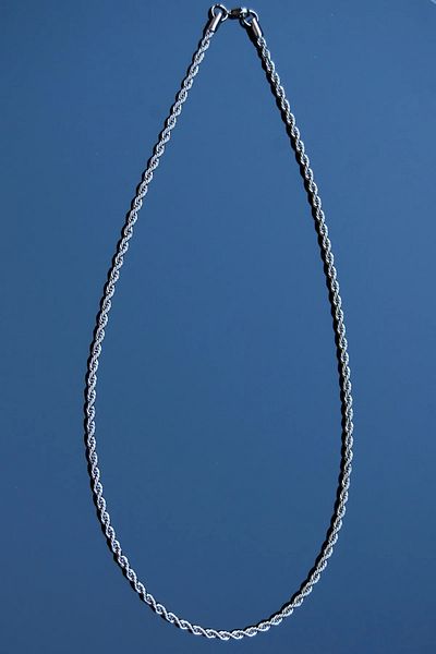 Rua Jewelry Steel Auger Rope Chain Necklace 4 mm Silver Color |   Non-Tarnish, Unisex, 60 Cm, 2 Years Warranty