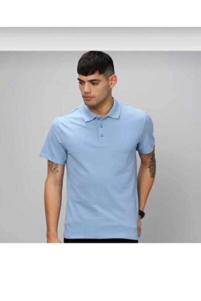 BAGİSTA BUTİK TRIOC UNISEX ALBASTRU DESCHIS CU MANE SCURTĂ 1% bumbac 100% Gul...