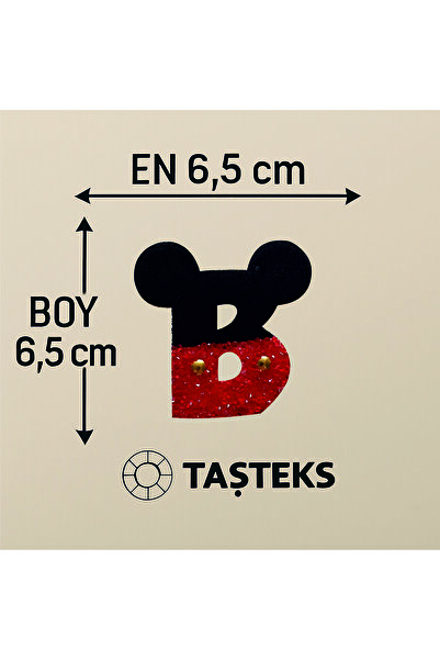 Taşteks TAŞLI Ütülenebilen veya Sticker Olarak Kullanılabilen ' Mickey B ' Harfi