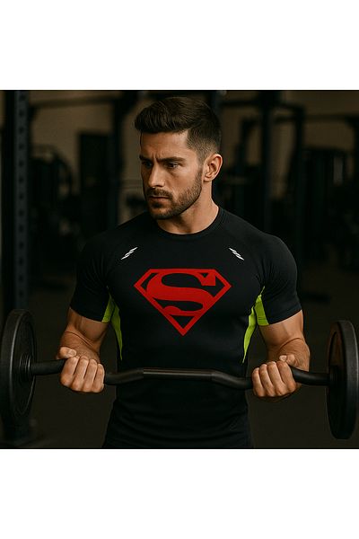 Joynest Men's Sports T-Shirt, SuperMan Model, Size L, Compressive Muscle FIT