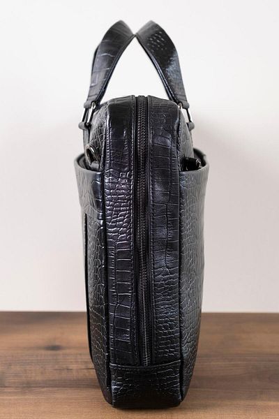 MRHERO Mr Hero Men's Crocodile Patterned Laptop Leather Bag - Black - 835