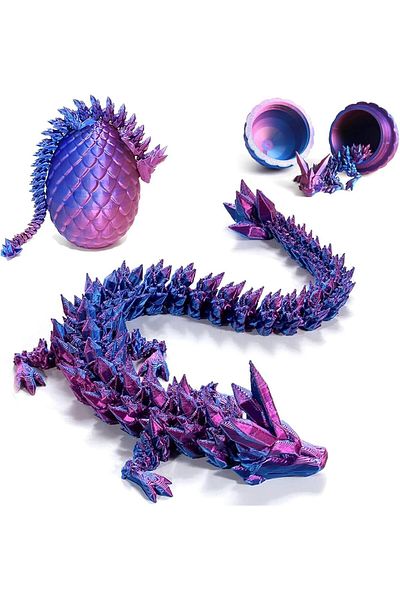 Yelajoy 3D Printed Dragon with Surprise Egg, Articulated Crystal , Desk Toys for Boys Kids Home Decor