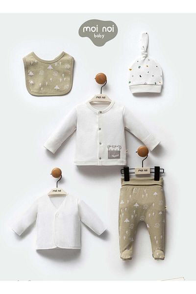 Moi Noi Newborn Hospital Release Set of 5 Summer Special Fabric Forest Pattern with Color Variations -2038-