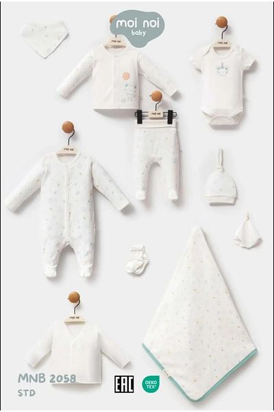 Moi Noi Newborn Hospital Release Set of 10 Summer Special Fabric Little Mouse Patterned Color Variations -2058-