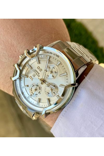 Reward Men's Wrist Watch 5Atm Waterproof Silver Color Steel Cord Wristband Gift