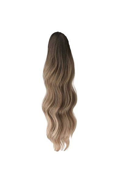 The Casius. Extension Ponytail Hair Curled - Ombre Golden Chestnut Blonde, 60 cm
