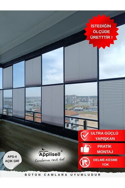 Applisell Yapışkanlı Plise Cam Balkon Perdesi – Özel Ölçü – Applisell –Delmes...