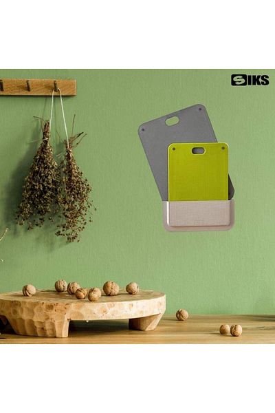SIKS Set of 2 SIKS Plastic Choppers, 34x24cm, Small Chopper 27.5x20cm, Gray/Green