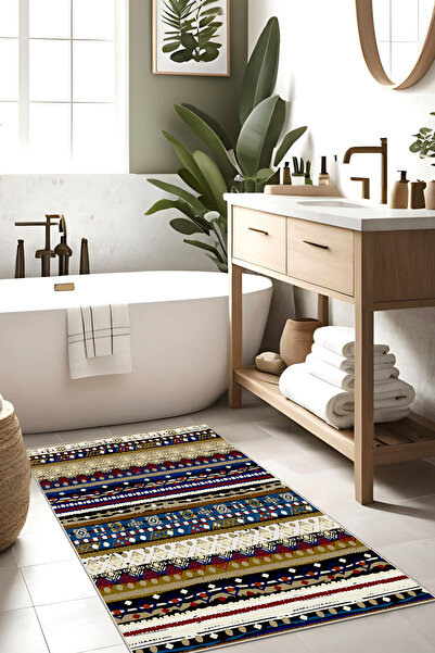 Ardizayn Ethnic - Non-Slip, Cotton Woven Base (80X120 cm) Bathroom Carpet